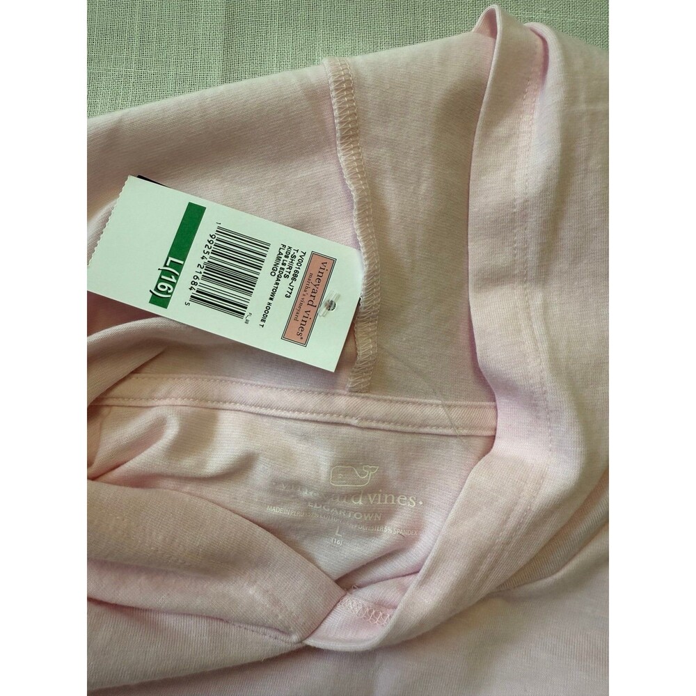 Vineyard Vines Pink Hoodie Lightweight T-Shirt Lont Sleeve Big Girls Size 16 NWT - Picture 7 of 7
